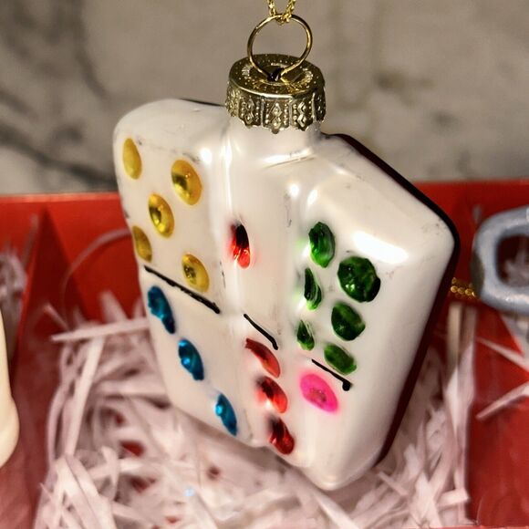 3 NEW Coquito Dominoes Caldero Hispanic Cuban Glass Ornament cafecito Dominican - Picture 5 of 11